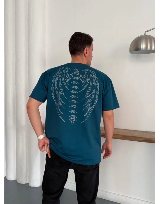 TAŞLI OVERSİZE TSHİRT -TURKUAZ