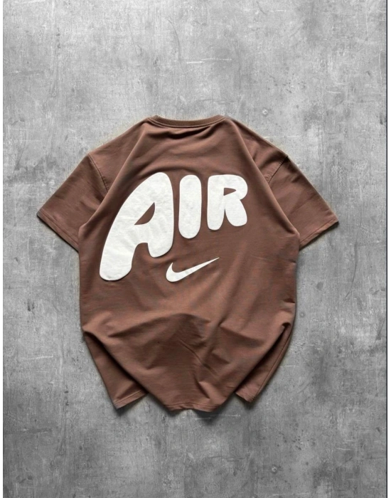 NKE AIR BASKI DETAY OVERSİZE TSHIRT -KAHVERENGİ