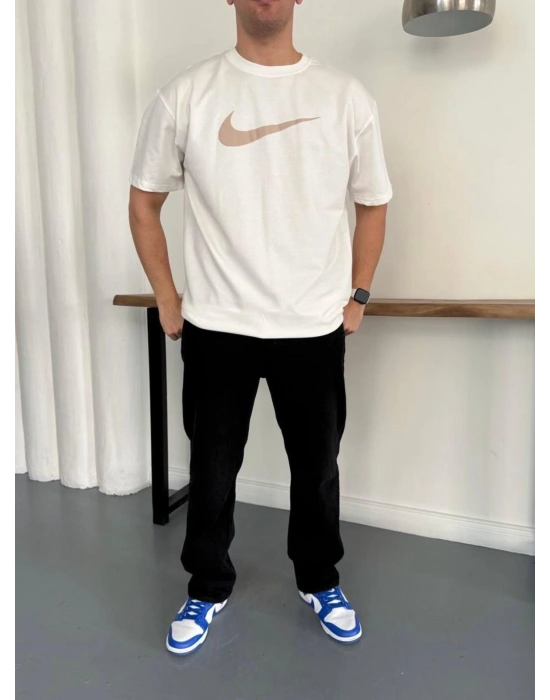 NKE AIR BASKI DETAY OVERSİZE TSHIRT -BEYAZ