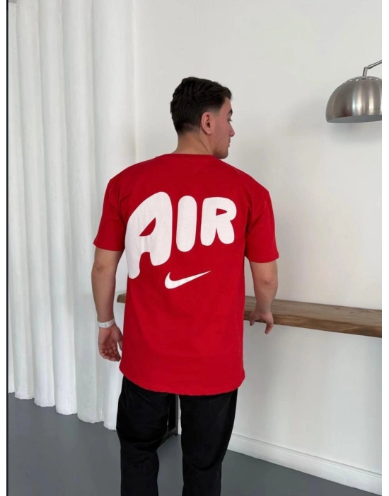 NKE AIR BASKI DETAY OVERSİZE TSHIRT -KIRMIZI