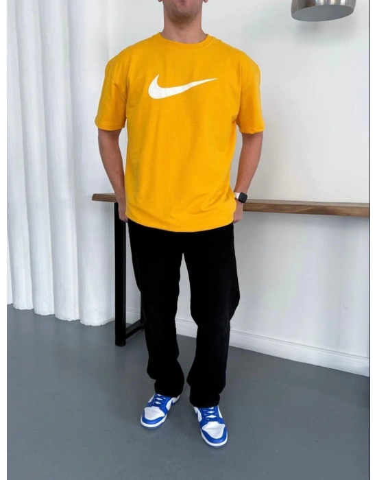 NKE AIR BASKI DETAY OVERSİZE TSHIRT -SARI