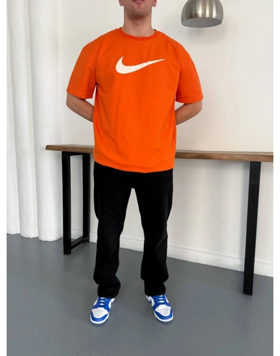 NKE AIR BASKI DETAY OVERSİZE TSHIRT -TURUNCU