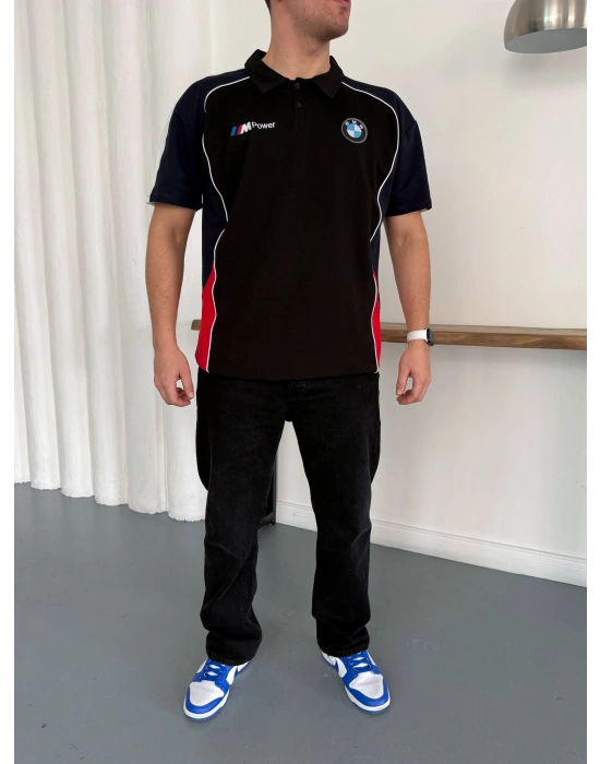 BMW POWER POLO YAKA OVERSİZE TSHİRT -SİYAH