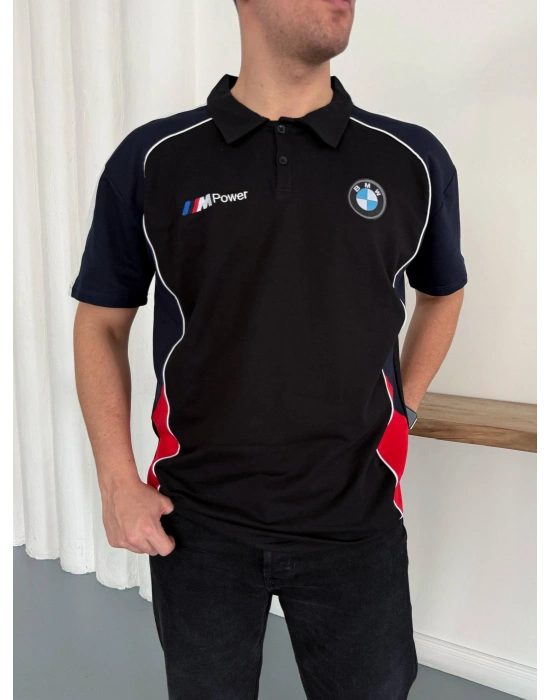 BMW POWER POLO YAKA OVERSİZE TSHİRT -SİYAH