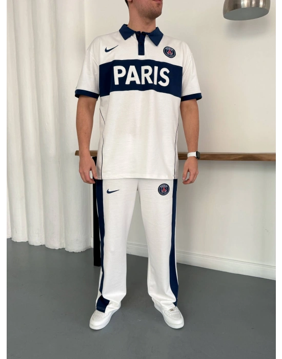 PSG OVERSİZE POLO YAKA EŞOFMAN TAKIM -BEYAZ