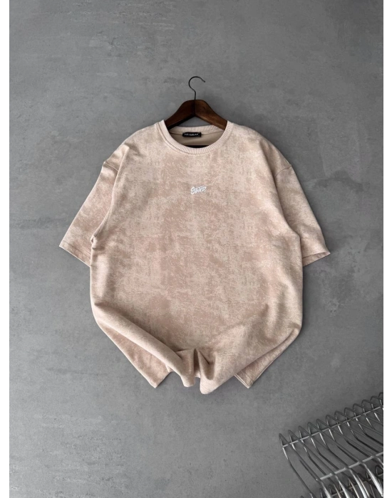 YIKAMALI SWD OVERSİZE TSHİRT -BEJ