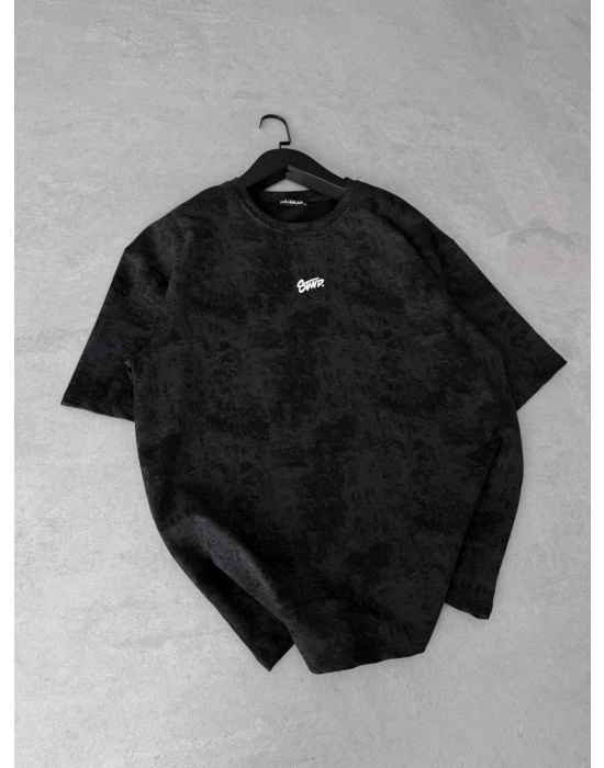 YIKAMALI SWD OVERSİZE TSHİRT -SİYAH