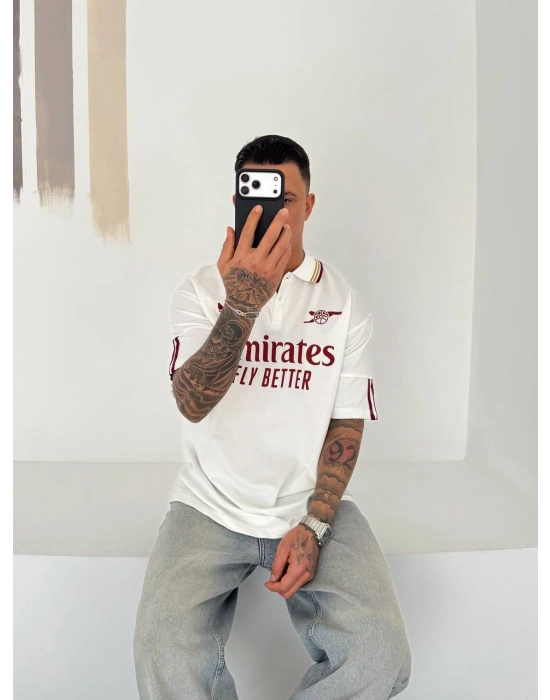 ARS NAKIŞ DETAY OVERSİZE TSHİRT -BEYAZ