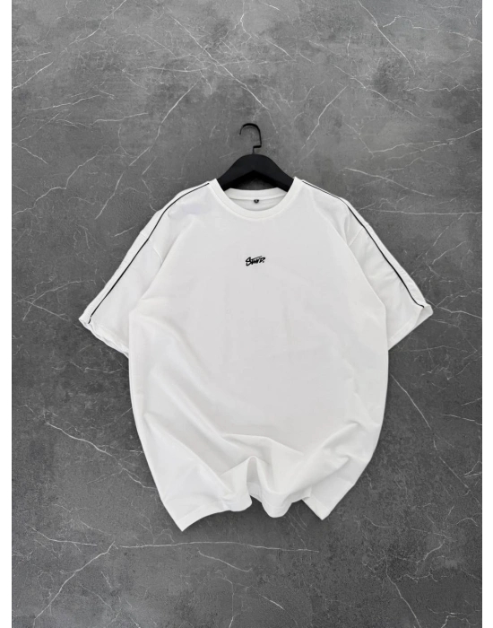 STWD NAKIŞ DETAY OVERSİZE TSHİRT -BEYAZ