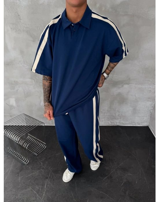 POLO YAKA ŞERİT DETAY BAGGY RAHAT KALIP EŞOFMAN TAKIM -LACİ