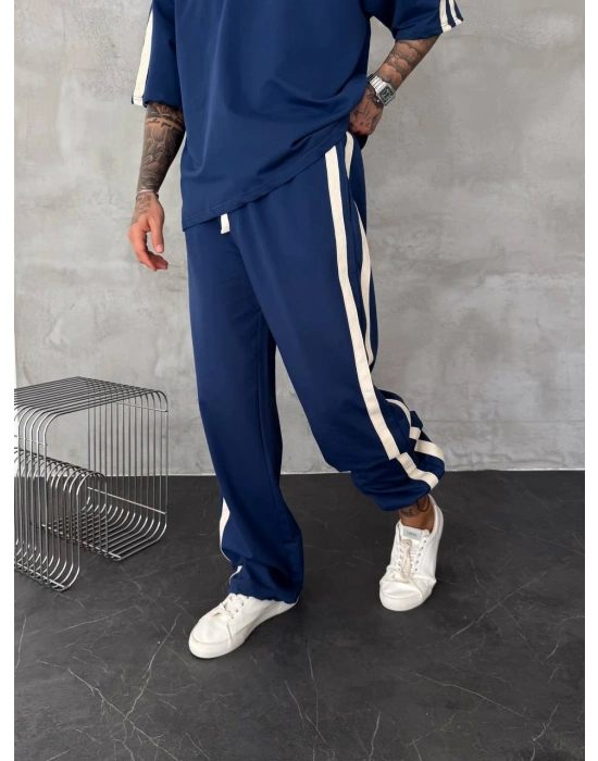 POLO YAKA ŞERİT DETAY BAGGY RAHAT KALIP EŞOFMAN TAKIM -LACİ