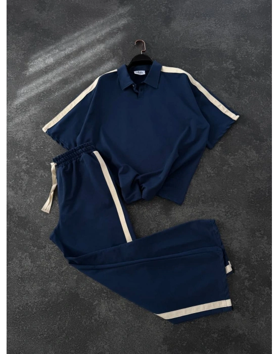 POLO YAKA ŞERİT DETAY BAGGY RAHAT KALIP EŞOFMAN TAKIM -LACİ