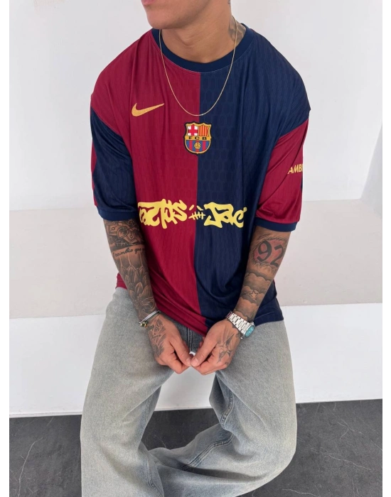 BARÇA NAKIŞ DETAY OVERSİZE TSHİRT