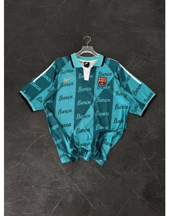 BARÇA NAKIŞ DETAY OVERSİZE POLO YAKA TSHİRT