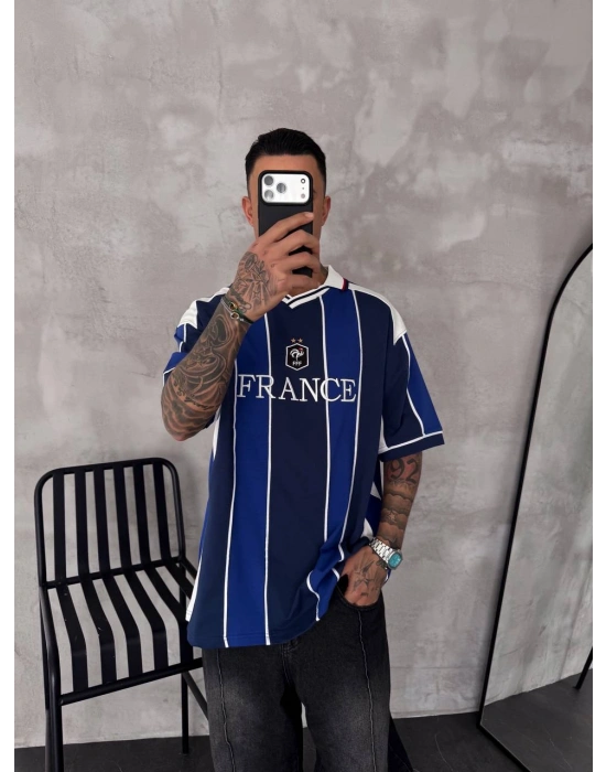 FRANSA POLO YAKA NAKIŞ DETAY OVERSİZE TSHİRT