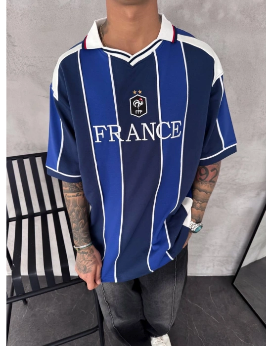 FRANSA POLO YAKA NAKIŞ DETAY OVERSİZE TSHİRT