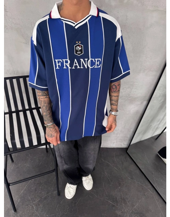 FRANSA POLO YAKA NAKIŞ DETAY OVERSİZE TSHİRT