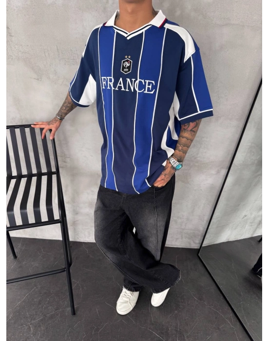 FRANSA POLO YAKA NAKIŞ DETAY OVERSİZE TSHİRT