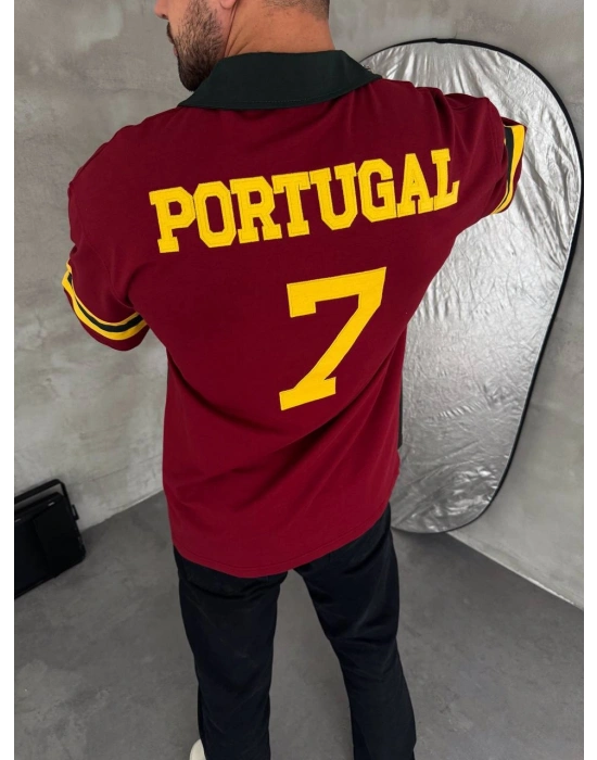 PORTEKİZ POLO YAKA NAKIŞ DETAY OVERSİZE TSHİRT