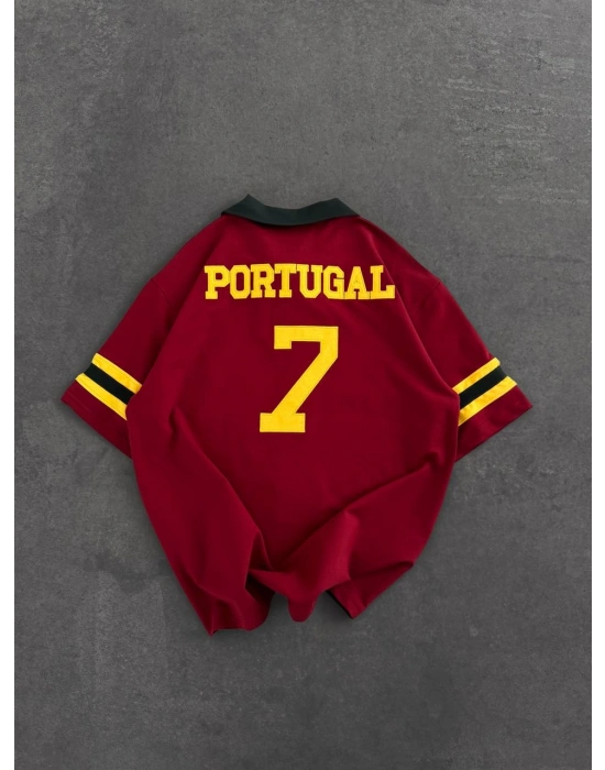 PORTEKİZ POLO YAKA NAKIŞ DETAY OVERSİZE TSHİRT