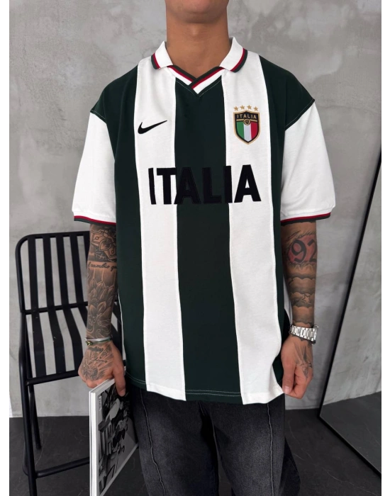 İTALYA POLO YAKA NAKIŞ DETAY OVERSİZE TSHİRT