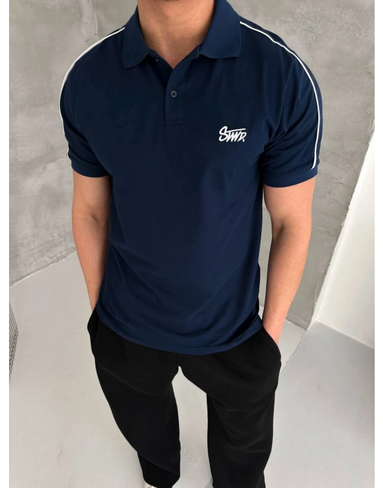 STWD NAKIŞ DETAY POLO YAKA OVERSİZE TSHİRT -LACİ