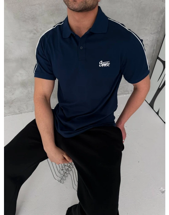 STWD NAKIŞ DETAY POLO YAKA OVERSİZE TSHİRT -LACİ