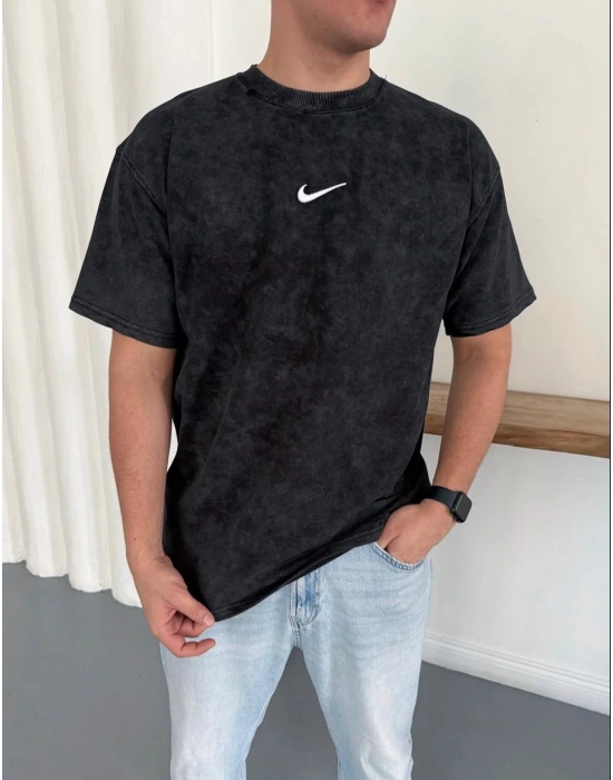 YIKAMALI NKE OVERSİZE TSHİRT -SİYAH
