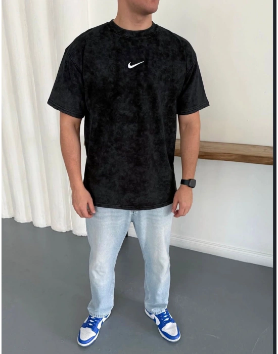 YIKAMALI NKE OVERSİZE TSHİRT -SİYAH