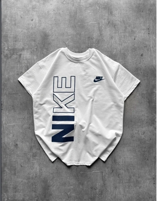 NKE BASKI DETAY OVERSİZE KALIP TSHİRT -BEYAZ