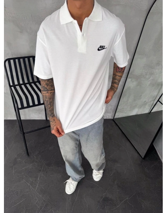 NKE NAKIŞ DETAY OVERSİZE POLO YAKA TSHİRT -BYZ
