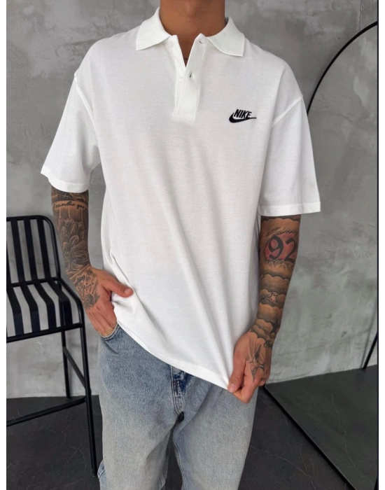 NKE NAKIŞ DETAY OVERSİZE POLO YAKA TSHİRT -BYZ