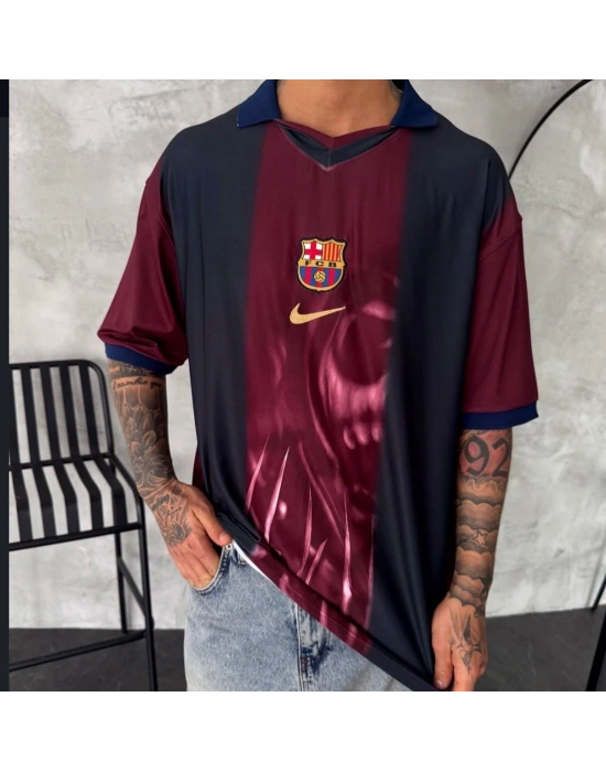 BARÇA RETRO POLO YAKA OVERSİZE TSHİRT