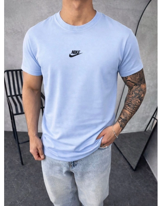 NKE KOLLAR DAR KESİM OVERSİZE TSHİRT -BEBE MAVİ