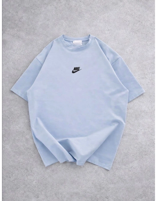 NKE KOLLAR DAR KESİM OVERSİZE TSHİRT -BEBE MAVİ