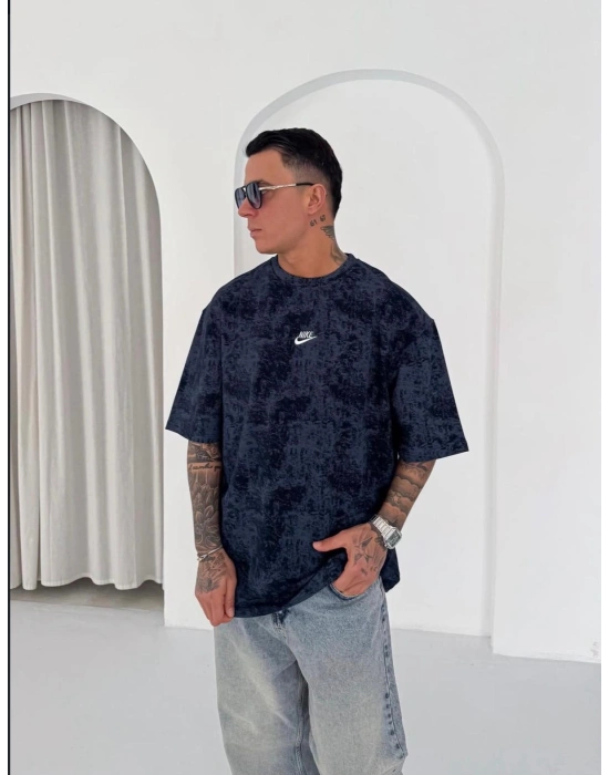 NKE YIKAMALI NAKIŞ DETAY OVERSİZE TSHİRT -LACİ