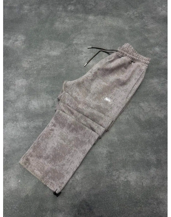 SWD YIKAMALI NAKIŞ 2 İPLİK BAGGY EŞOFMAN -GRİ