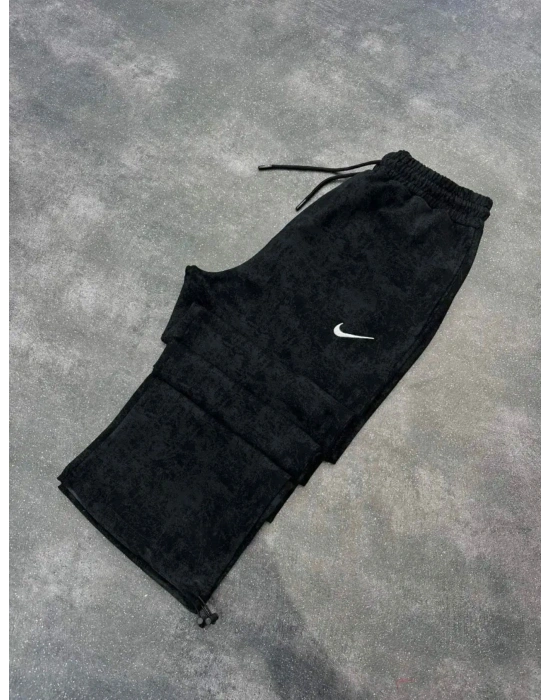 NKE YIKAMALI NAKIŞ 2 İPLİK BAGGY EŞOFMAN -SİYAH