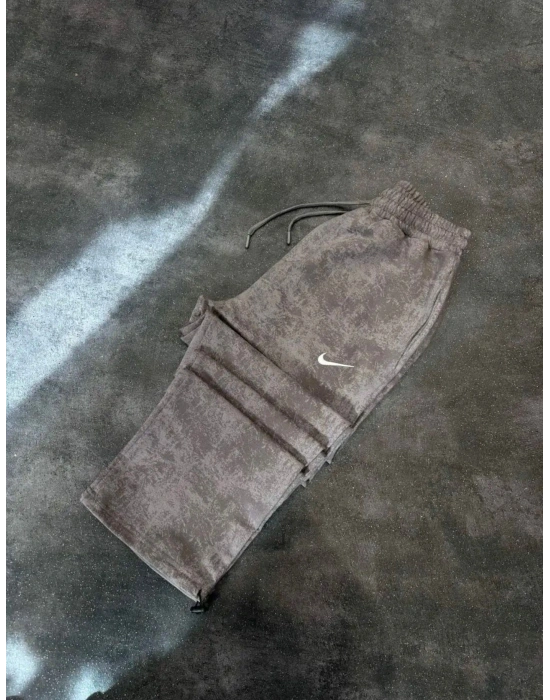 NKE YIKAMALI NAKIŞ 2 İPLİK BAGGY EŞOFMAN -KAHVE