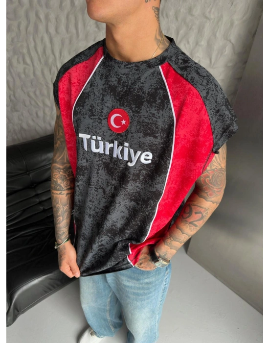 TÜRKİYE YIKAMALI ATLET - SİYAH