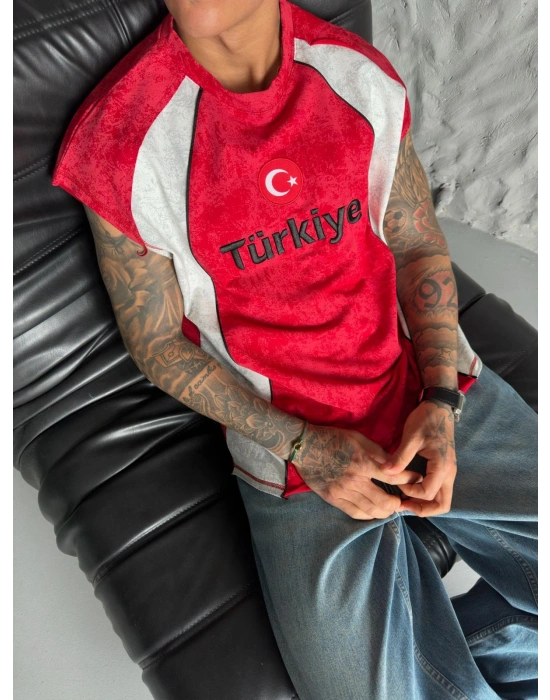 TÜRKİYE YIKAMALI ATLET - KIRMIZI