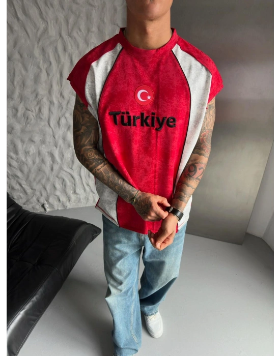TÜRKİYE YIKAMALI ATLET - KIRMIZI