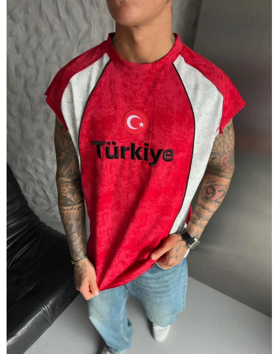 TÜRKİYE YIKAMALI ATLET - KIRMIZI