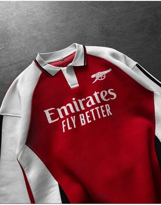 Arsenal Sweat 3 iplik kumaş oversize - kırmızı