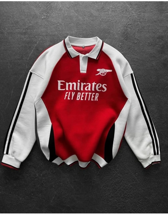 Arsenal Sweat 3 iplik kumaş oversize - kırmızı