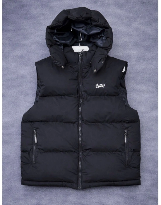 SWD KAPİŞONLU ŞİŞME YELEK -SİYAH