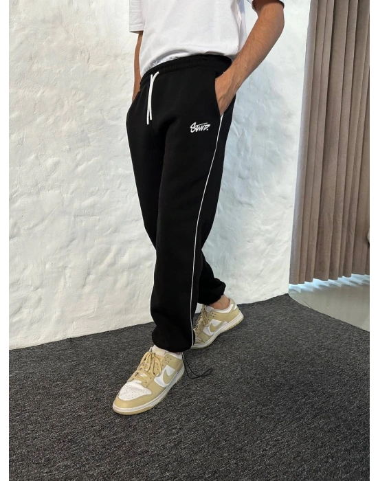 BAGGY STW ARA BİYELİ EŞOFMAN - SİYAH