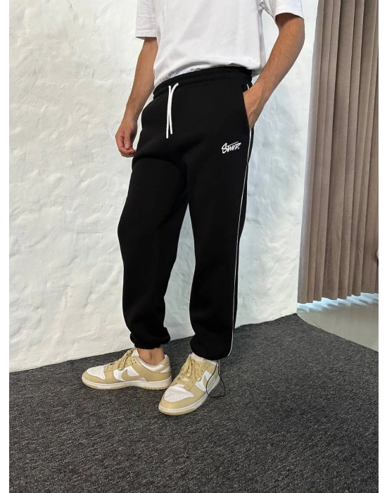 BAGGY STW ARA BİYELİ EŞOFMAN - SİYAH