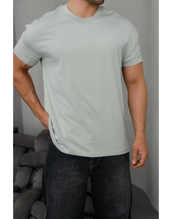 Basic Kollar Dar Kesim Tshirt - Gri