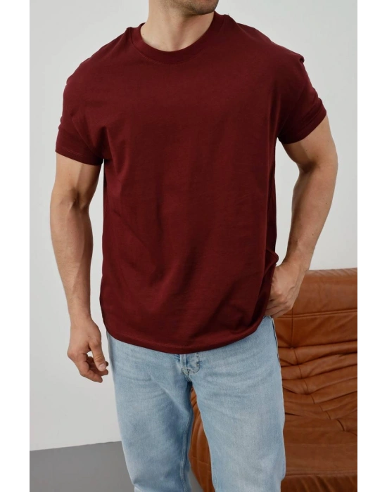 Basic Kollar Dar Kesim Tshirt - Kahverengi